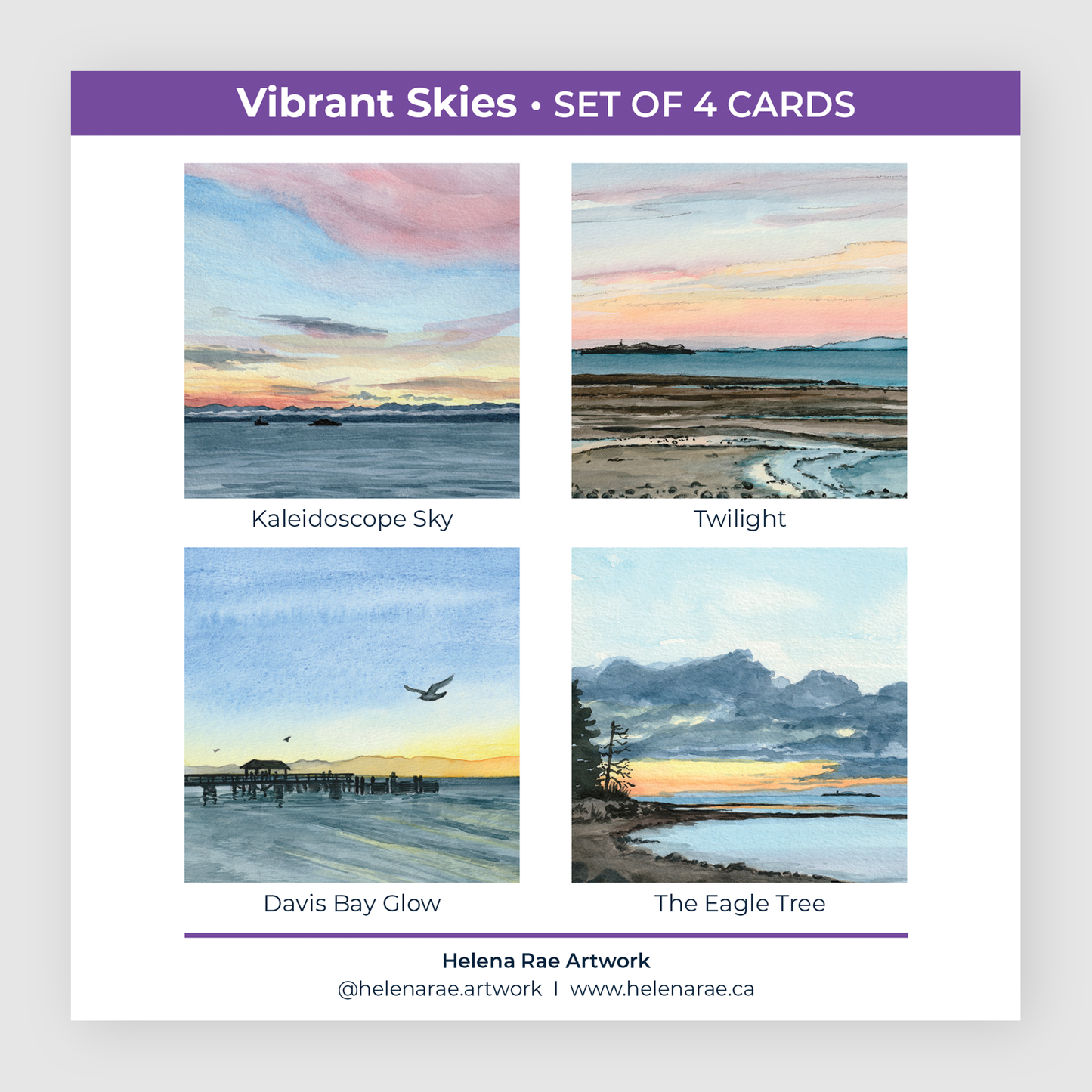 Vibrant Skies - set of 4 cards